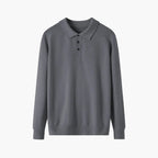 Gray sweater with a collar on a white background