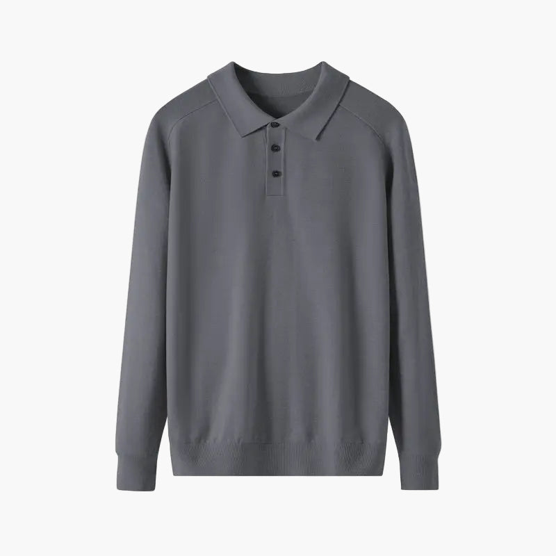 Gray sweater with a collar on a white background