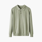 Green sweater with a collar on a white background