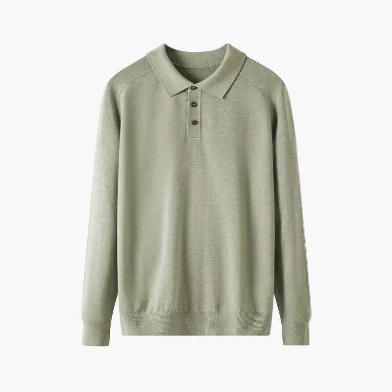 Green sweater with a collar on a white background