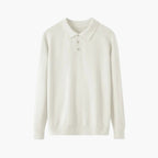 White long-sleeve polo shirt on a white background