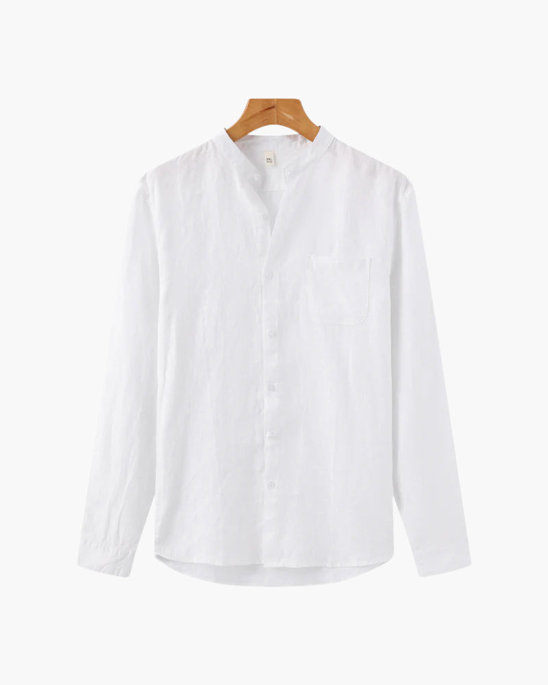 Men's White 100% linen shirt by Altivieri.