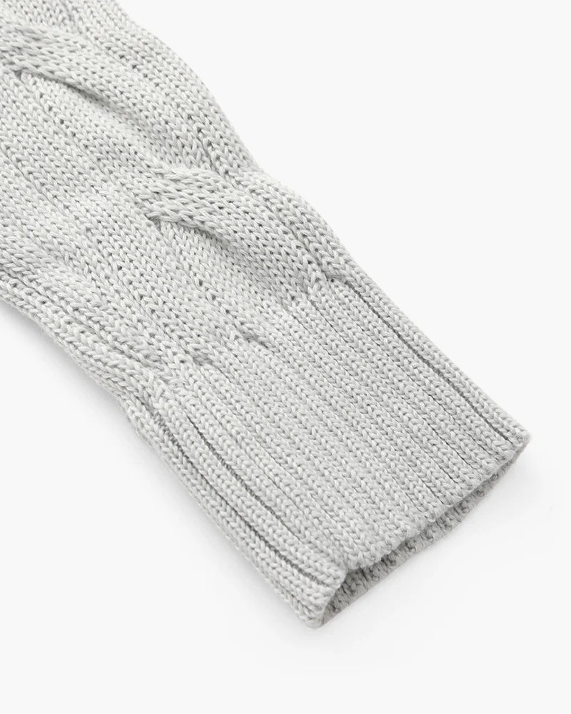 Close-up of the sleeve of an Altivieri Pima cotton sweater.