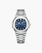 The Geneva classic men's watch with a white dial and brown leather strap.
