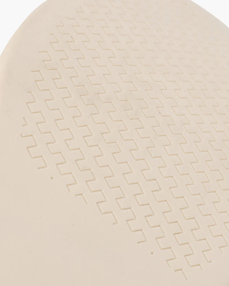 View of the sole of a men's suede moccasin.