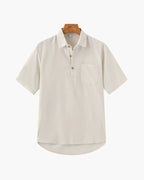 Beige short-sleeve shirt on a white background