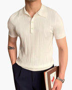 Men's white Cannes ribbed cotton polo by Altivieri.