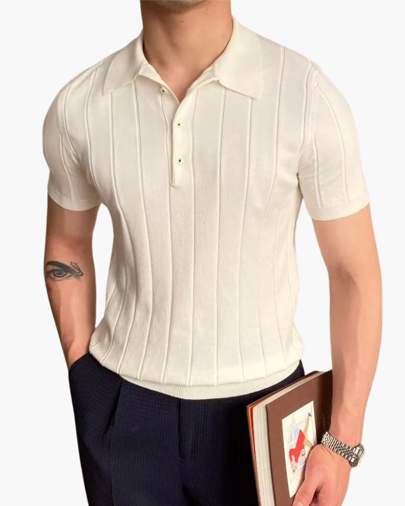 Men's white Cannes ribbed cotton polo by Altivieri.