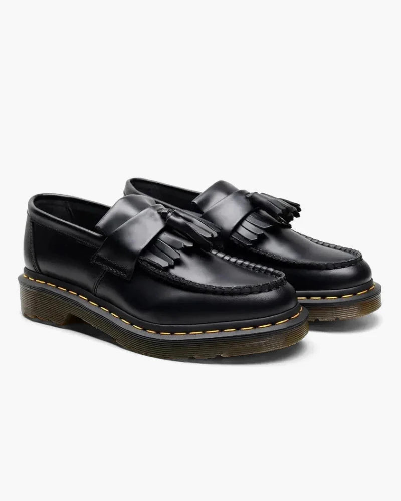 Men's black classic leather loafers by Altivieri.