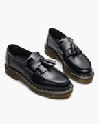 Top-down view of the leather moccasin highlighting its polished full-grain finish.