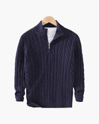 Men's merino wool half-zip sweater in Dark Blue