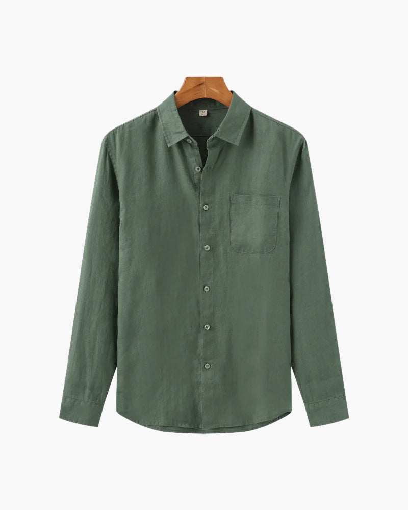 Men's Green 100% linen shirt by Altivieri.