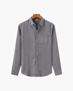 Men's Gray 100% linen shirt by Altivieri.