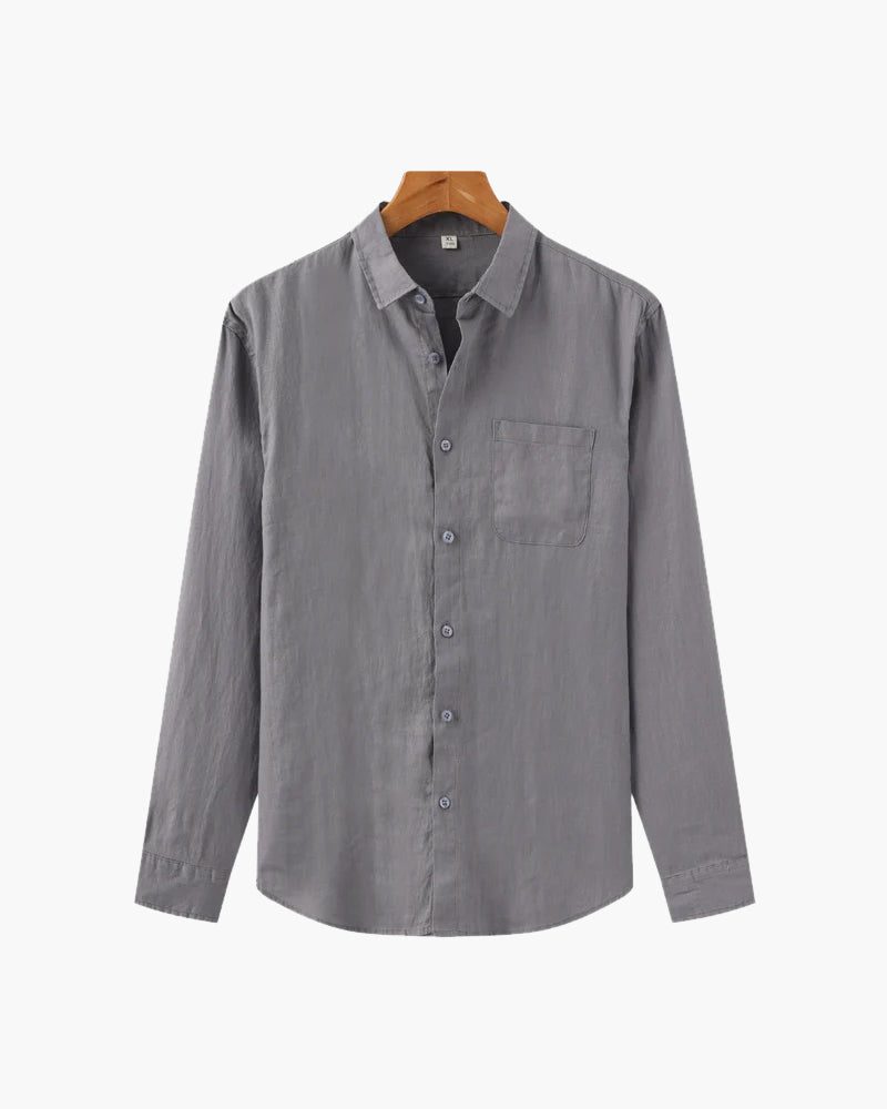 Men's Gray 100% linen shirt by Altivieri.