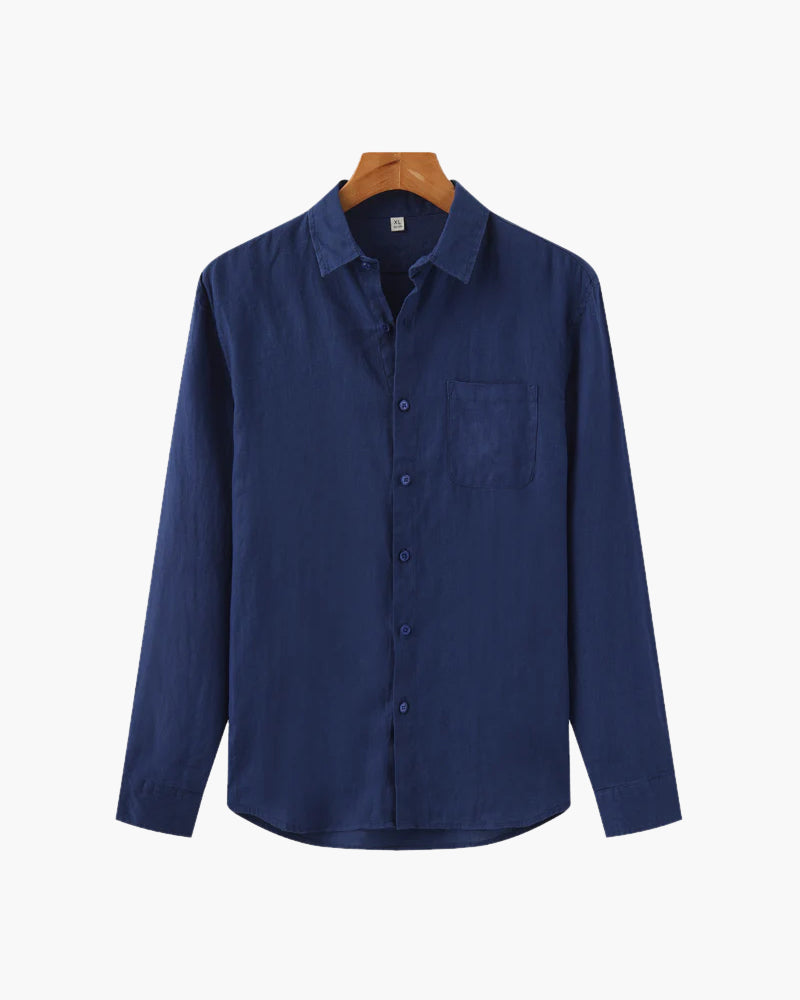 Men's Blue 100% linen shirt by Altivieri.