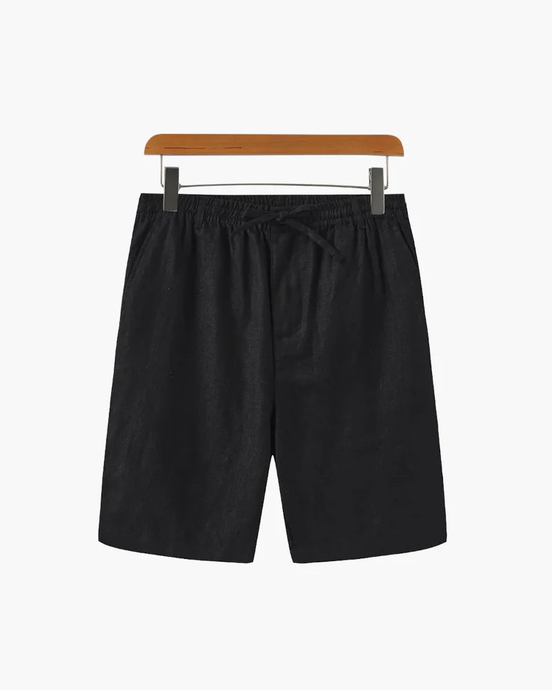 Men's Black Casablanca linen shorts by Altivieri.
