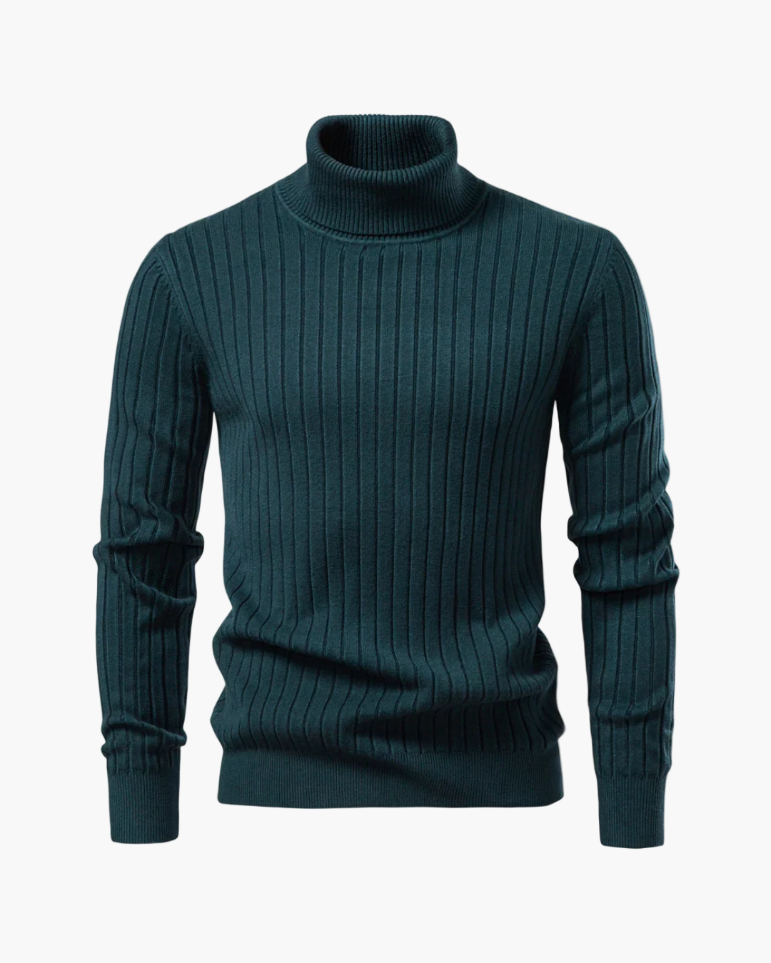 The Altivieri 'St. Moritz' men's turtleneck sweater with navy and white stripes.