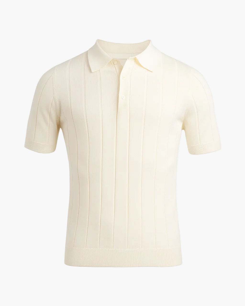Cream-colored short-sleeve shirt on a white background