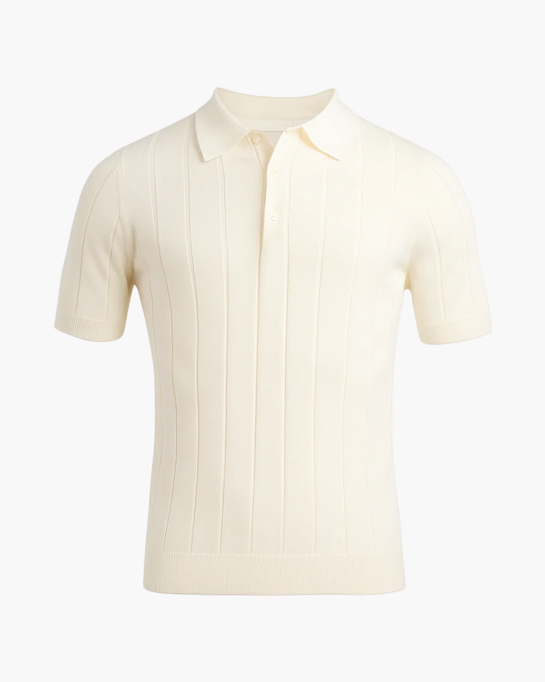 Cream-colored short-sleeve shirt on a white background