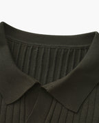 Close-up of the textured ribbed fabric on the Altivieri knit polo.