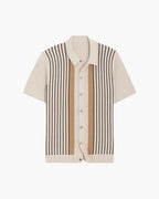 Short-sleeve shirt with striped pattern on a white background