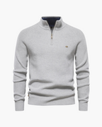 The Altivieri 'Monaco' men's quarter-zip sweater in navy blue.