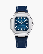 Pagani Design watch with blue strap and blue dial on a white background