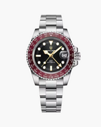 Pagani Design watch with black face and red bezel on a white background