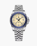 Pagani Design watch with silver and blue design on a white background