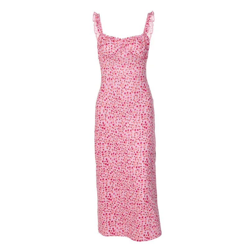 Pink floral dress on a white background