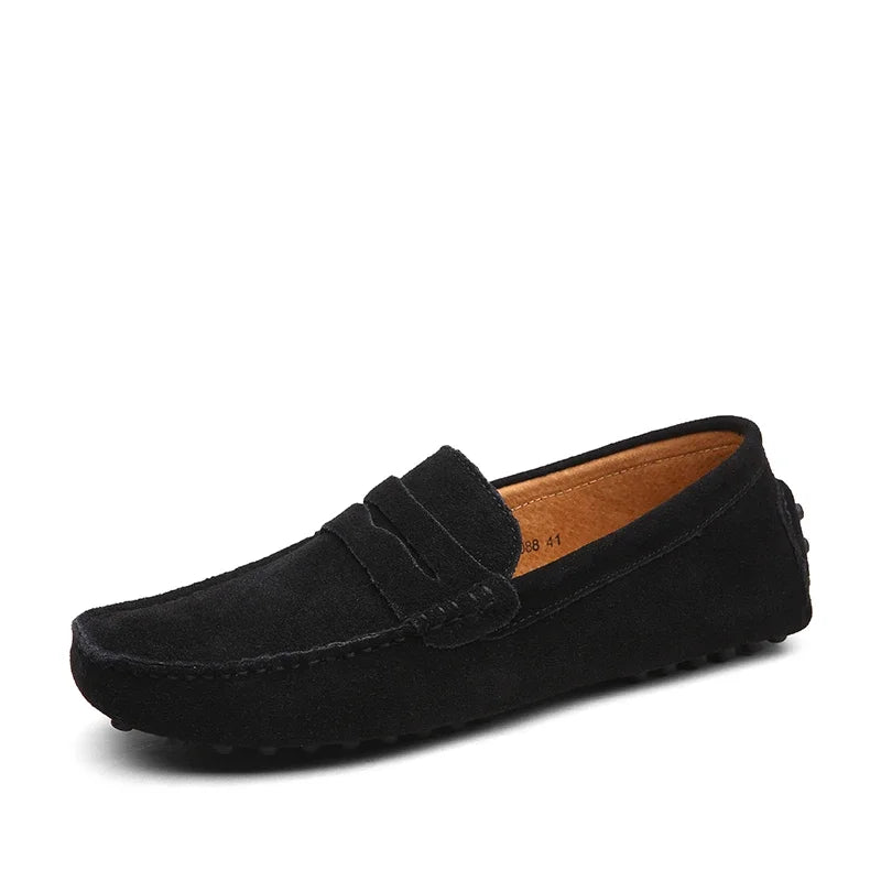 Black loafer shoe on a white background