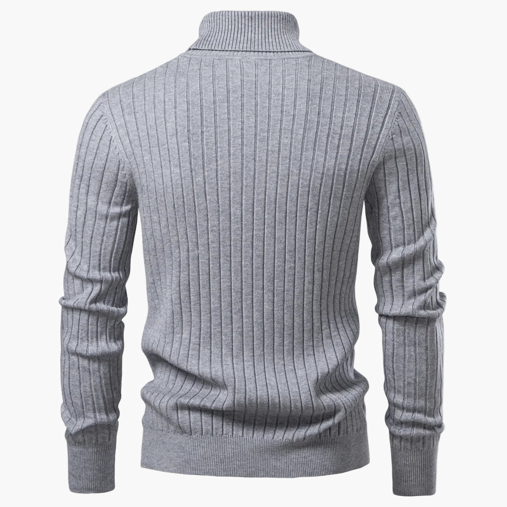 Gray ribbed sweater on a white background