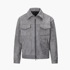 Gray jacket with a zipper on a white background, featuring the brand 'Sensir Brightest'.