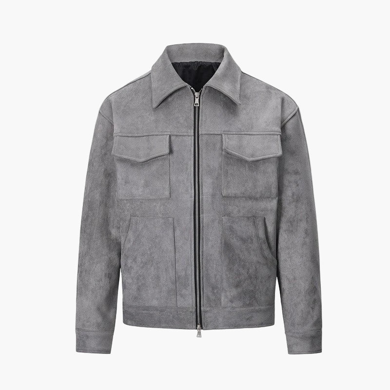 Gray jacket with a zipper on a white background, featuring the brand 'Sensir Brightest'.