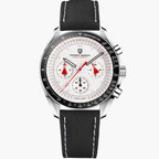 Pagani Design watch with black strap and white face on a white background