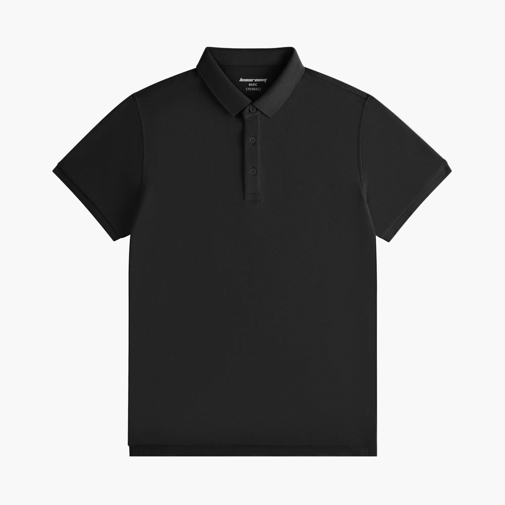 Black polo shirt on a white background