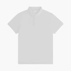 White polo shirt on a white background with 'WHITE' text below.