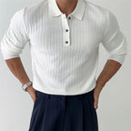 Long Sleeve Ribbed Cotton Polo