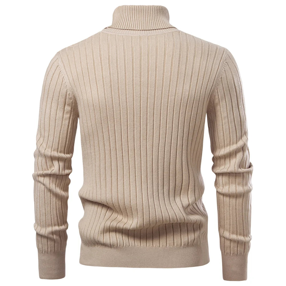 Beige ribbed sweater on a white background