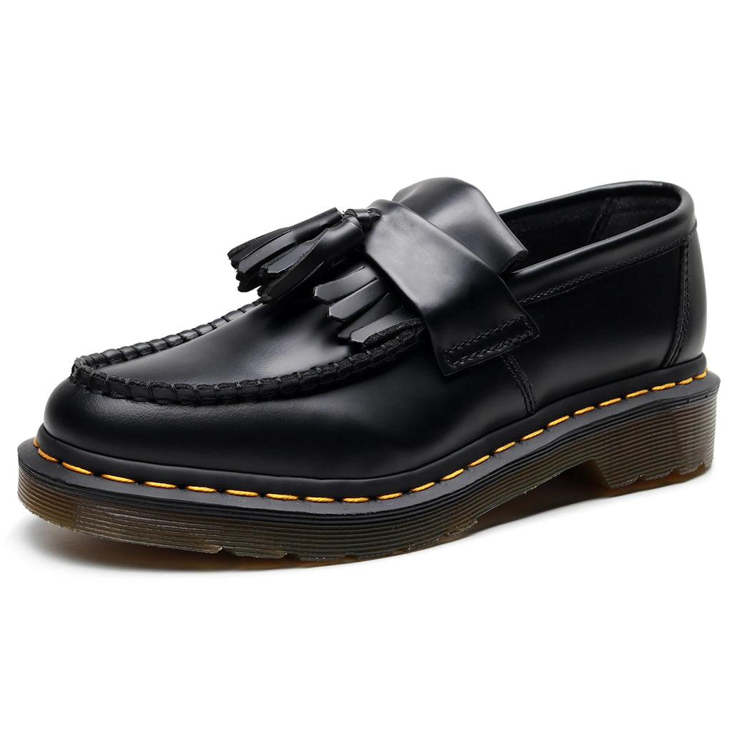 Close-up of the moc-toe stitching on the Altivieri classic leather loafers.