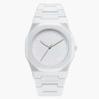 White watch with a plain white background