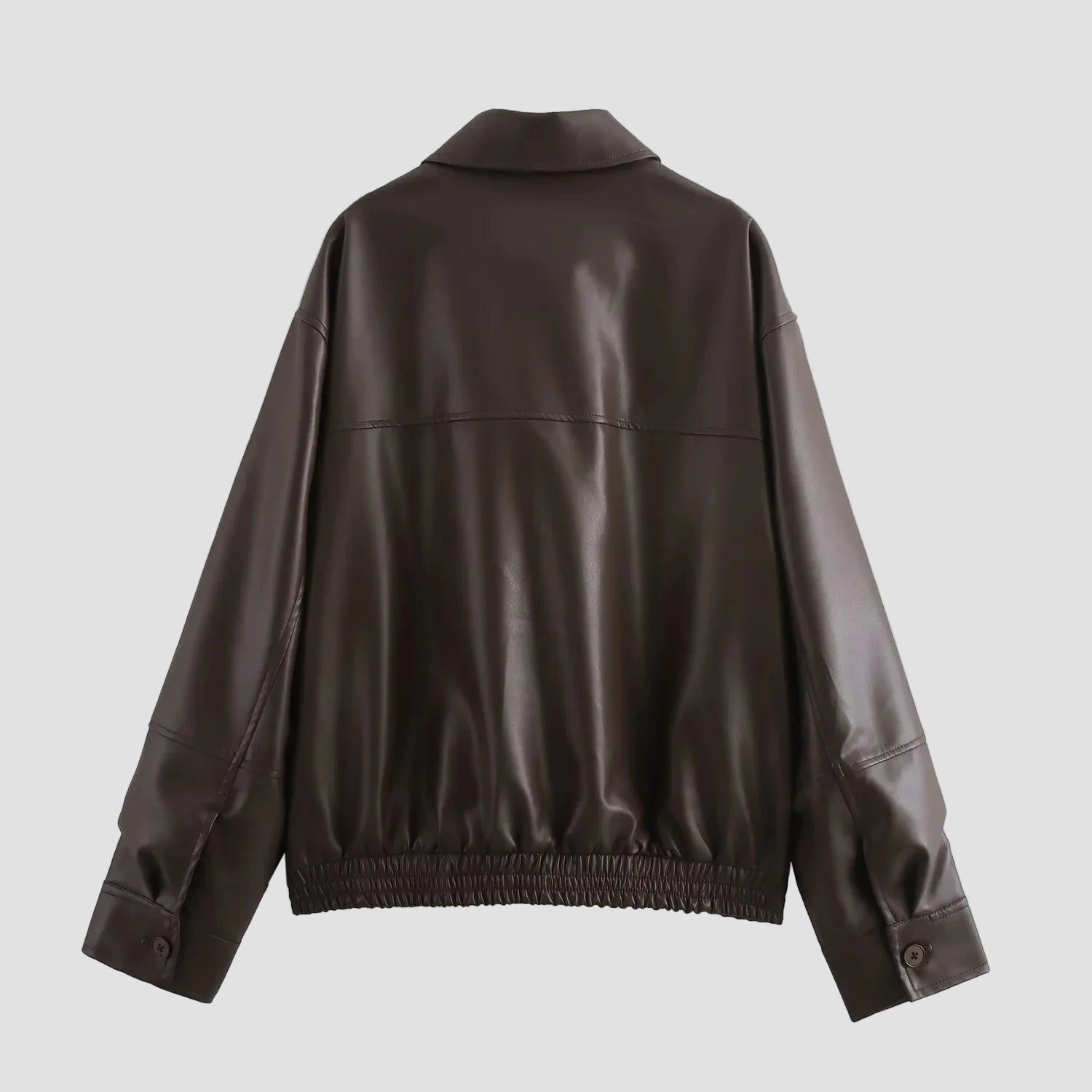 Brown leather jacket on a white background