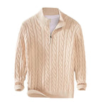 Men's merino wool half-zip sweater in Beige