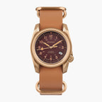 Watch with brown strap and face on a white background, featuring the BODERRY brand.