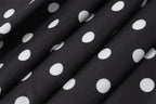 Close-up of black fabric with white polka dots