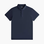 Navy blue polo shirt on a white background