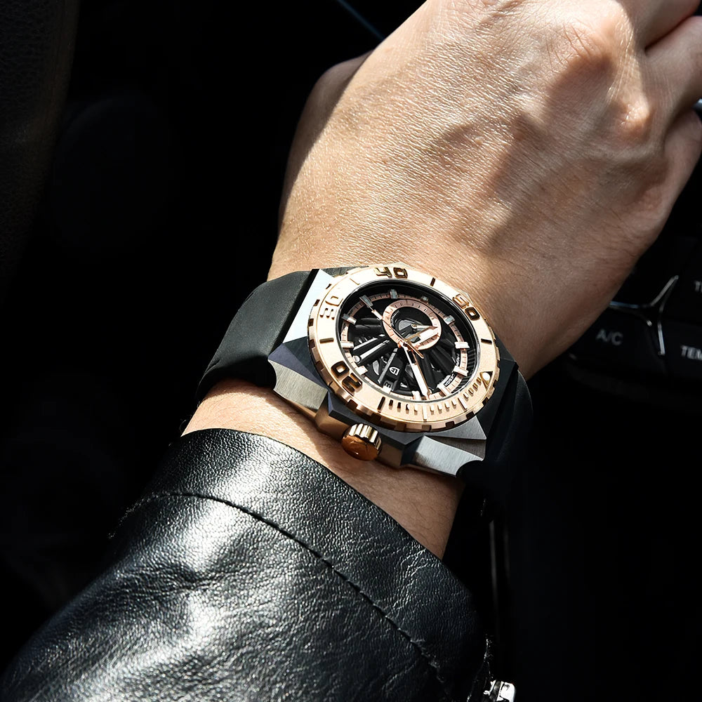 The large 47mm Altivieri Marina watch on a wrist, showing its commanding presence.