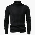 Black turtleneck sweater on a white background
