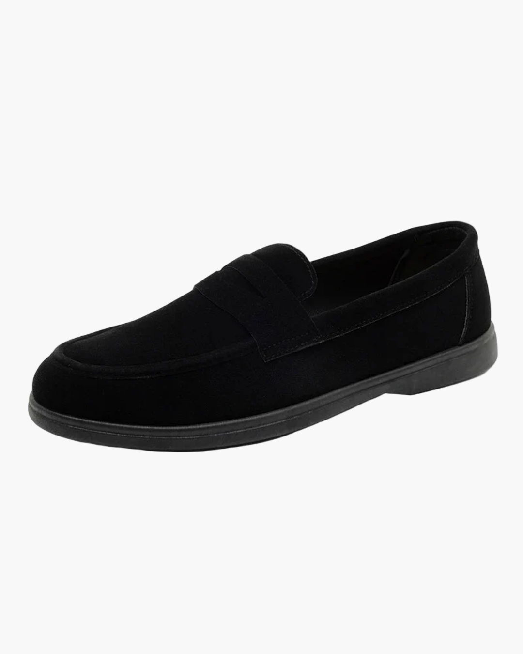 Black loafer shoe on a white background
