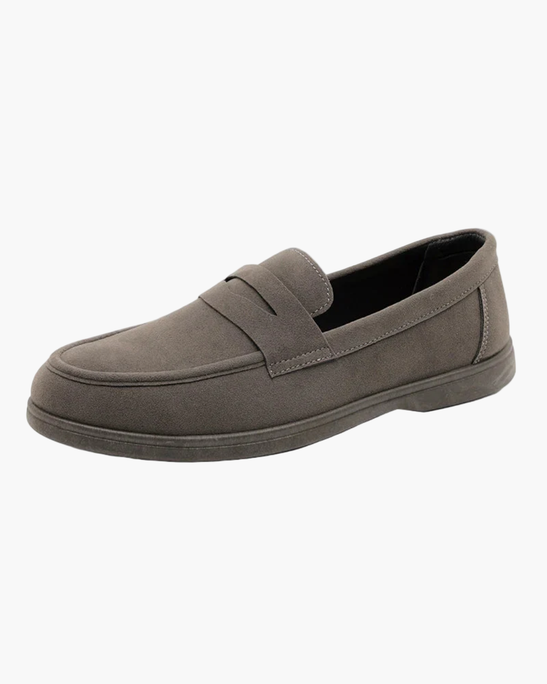 Gray loafer shoe on a white background